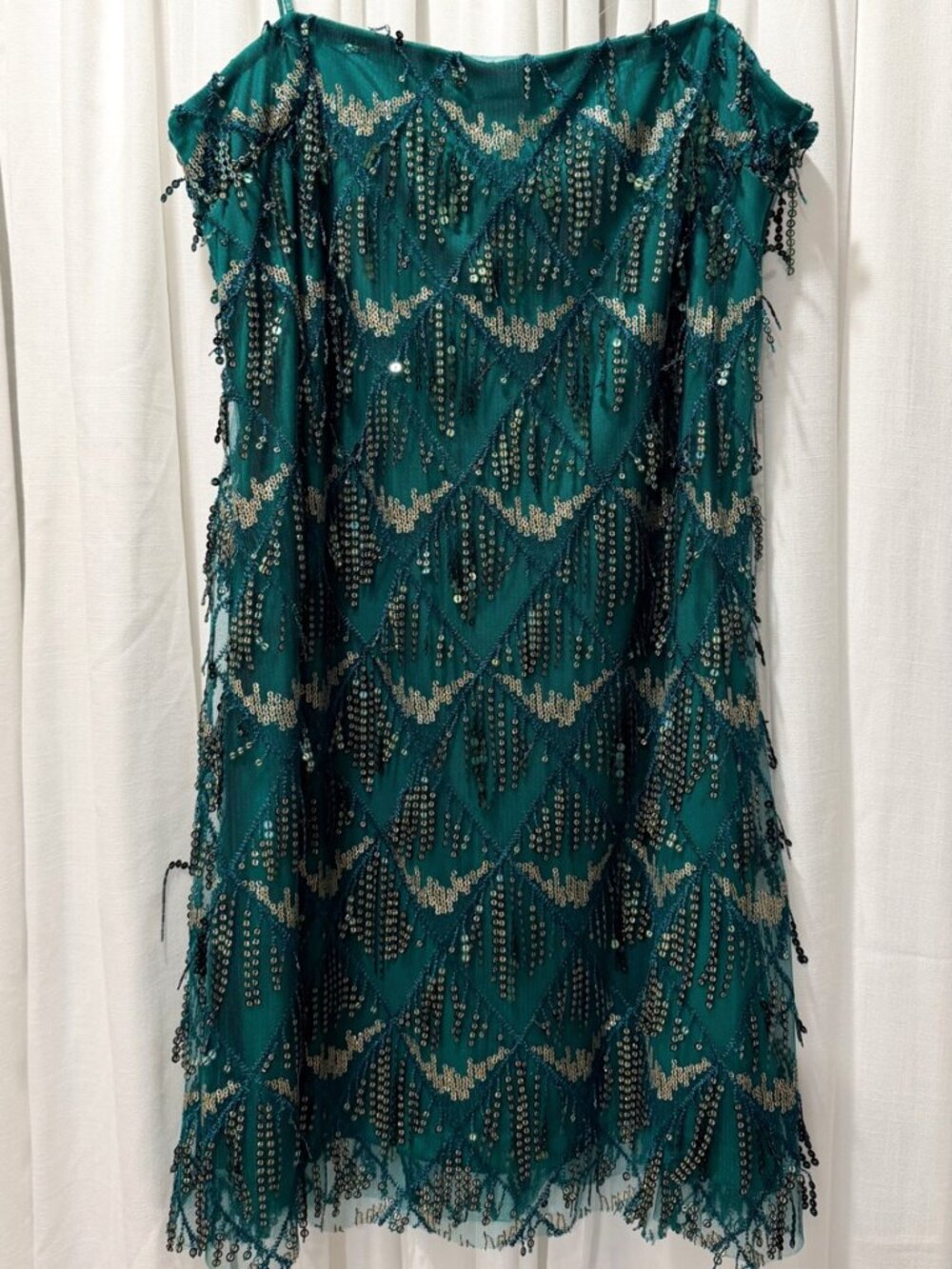 NWT Showpo Shook Emerald Sequin Fringe Mini Dress US 8
